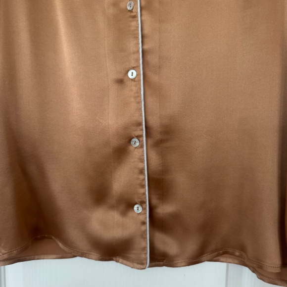 Catherine Gee Silk French Cuff Shirt with White Piping - Picture 5 of 9